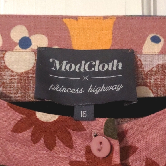 ModCloth x Princess Highway Purple Floral Tie-Front Blouse (16 AU / 12 US) - Picture 6 of 7